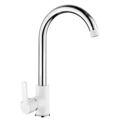 Смеситель для кухни 35 карт.  LEDEME  белый/хром