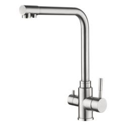 Смеситель для кухни 35 карт.  LEDEME  с бок. ручкой, вых для питьевой воды, нерж, сатин