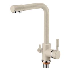 Смеситель для кухни 35 карт.  LEDEME  с бок. ручкой, вых для питьевой воды, молочный