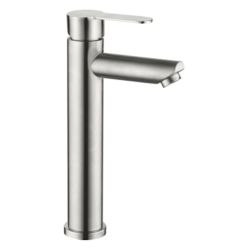 Смеситель для умывальника 35 карт.  LEDEME на гайке, нерж, сатин