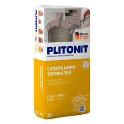 Клей плиточный 25,0кг  PLITONIT Суперкамин Термоклей для облицовки печей и каминов