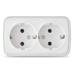 Розетка 2-ая о/п с/з ЭЛЕКТРА белый  СОЮЗ 