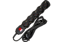 Фильтр сетевой 5 местный  1,8 метра 10А черный  RUCELF