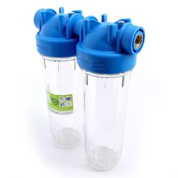 Фильтр магистральный 10"   1/2" (двойной, усиленный, прозрачная колба) DP DUO 2P SX  ATLAS FILTRI