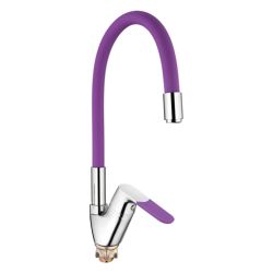 Смеситель для кухни 40 карт.  LEDEME  с бок. ручкой, силиконовый излив, фиолетовый