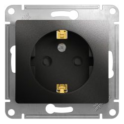 Розетка 1-ая о/п с/з с шторками SCHNEIDER ELECTRIC Glossa антрацит