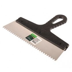 Шпатель нерж зубчатый 250мм, зуб   4х  4мм  СИБРТЕХ