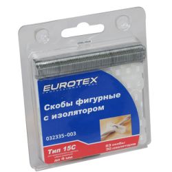 Скобы для степлера тип   15С, 4 мм с изолятором д/прямоуг. и кругл. кабеля, закален, 63шт  EUROTEX