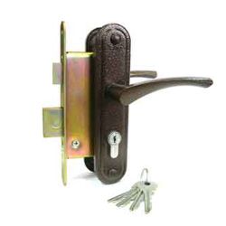 Замок врезной с ручками ЗВ - 4 - 3 - 07 цилиндр, медь  ЗЕНИТ-ХИММАШ Дмитровоград