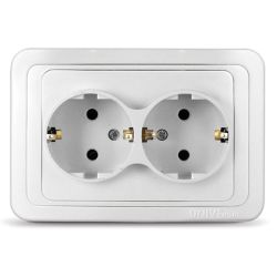 Розетка 2-ая с/п с/з UNIVersal Валери белый