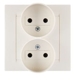 Розетка 2-ая с/п б/з SIMON 15 слоновая кость