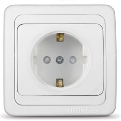 Розетка 1-ая с/п с/з UNIVersal Валери белый
