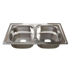Мойка нерж врезная 460 х 810 х 180мм 0,8 двойная выпуск 3 1/2"  MIXLINE