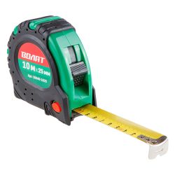 Рулетка 10,0м х 25мм  ВОЛАТ обрезин. корпус, тройная фиксация