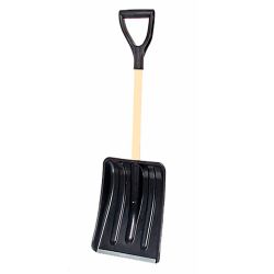 Лопата пластик для уборки снега 280 х 365мм с оцинк. планкой, с дер. черенком, с V-ручк. МЕТЕЛЬ-АВТО