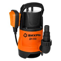 Насос дренажный ДН-  550 (217л.м., глубина 8м, напор 8м, д.ч.35мм, 550Вт) ВИХРЬ