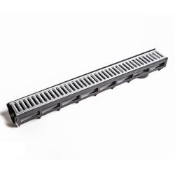 Лоток водоотводный пластиковый D  90 1000х135х100мм с оцинкованной решеткой AQUA-TOP  AQUASTOK