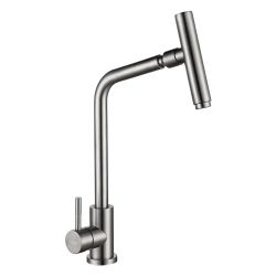 Смеситель для кухни 35 карт.  GOLDEN FOX LOMOND  с бок. ручкой, поворотный аэратор, нерж, сат