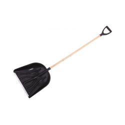 Лопата пластик для уборки снега 410 х 400мм  с оцинк. планкой, с дер. черенком, с V-ручк.  ФИНСКАЯ