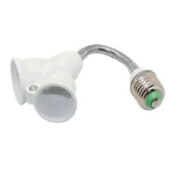 Переходник гибкий 150мм с Е27 на 2хЕ27 белый  ECOLA