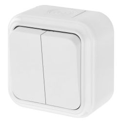 Выключатель 2кл.о/п  ПРАЛЕСКА Аква белый  BYLECTRICA IP54