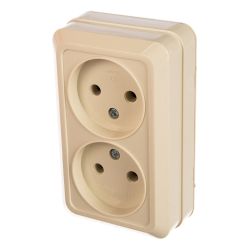 Розетка 2-ая о/п б/з UNIVersal Олимп бежевый