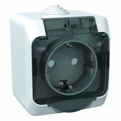 Розетка 1-ая о/п с/з с крышкой SCHNEIDER ELECTRIC IP44 Этюд белый
