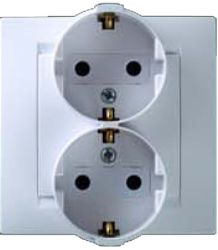 Розетка 2-ая с/п с/з SIMON 15 слоновая кость