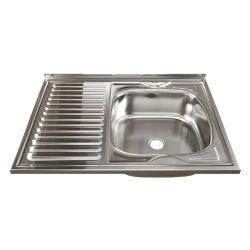 Мойка нерж накладная 600 х 800 0,4 правая  MIXLINE