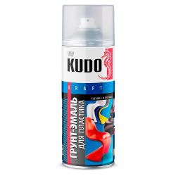 Грунт-эмаль акриловая аэрозоль для пластика черная  520мл  KUDO (RAL 9005)