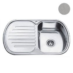 Мойка нерж врезная 490 х 770 х 180мм 0,8 правая выпуск 3 1/2" декор  LEDEME