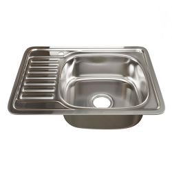 Мойка нерж врезная 480 х 580 х 180мм 0,8 правая выпуск 3 1/2"  MIXLINE