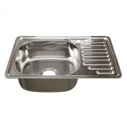 Мойка нерж врезная 420 х 660 х 180мм 0,8 левая выпуск 3 1/2"  MIXLINE