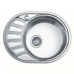 Мойка нерж врезная 450 х 570 х 180мм 0,8 овальная правая выпуск 3 1/2"  LEDEME