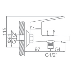 Смеситель ванн.-душ. 35 карт.  LEDEME  короткий излив