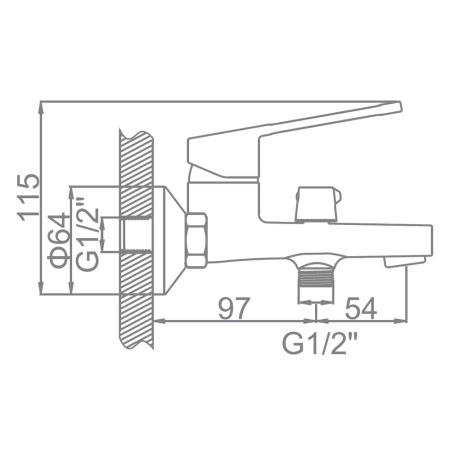Смеситель ванн.-душ. 35 карт.  LEDEME  короткий излив