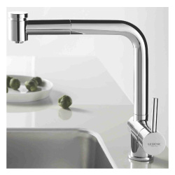 Смеситель для кухни 35 карт.  LEDEME  с бок. ручкой, вых для питьевой воды, с вытяжной лейкой