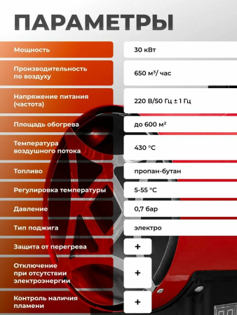 Тепловая пушка газовая SLG-30000T (термостат)  ASILAK