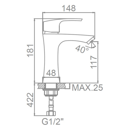 Смеситель для умывальника 35 карт.  LEDEME  нерж, сатин