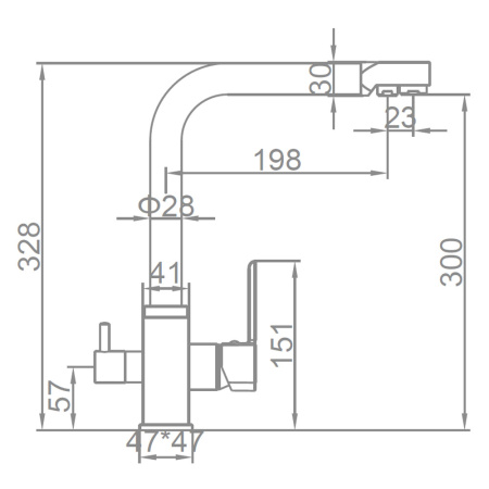 Смеситель для кухни 35 карт.  LEDEME  с бок. ручкой, вых для питьевой воды