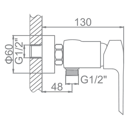Смеситель для душа 35 карт.  LEDEME