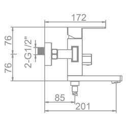 Смеситель ванн.-душ. 35 карт.  LEDEME  короткий излив, нерж, сатин