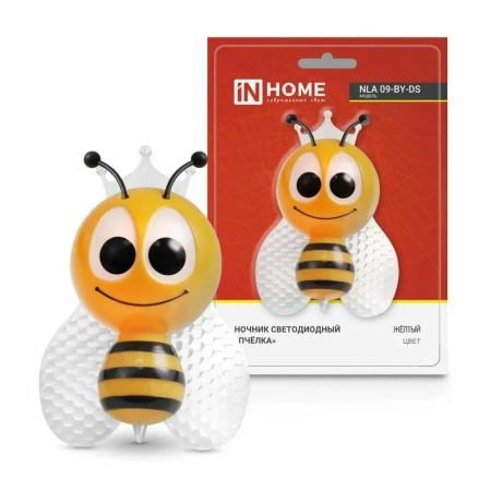 Ночник NLA 09-BY-DS  ПЧЕЛКА желтая с датчиком освещения  IN HOME
