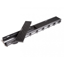 Лоток водоотводный пластиковый D  90 1000х135х100мм с пластиковой решеткой AQUA-TOP  AQUASTOK