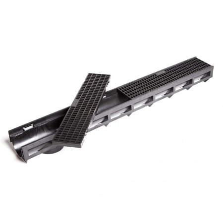 Лоток водоотводный пластиковый D  90 1000х135х100мм с пластиковой решеткой AQUA-TOP  AQUASTOK