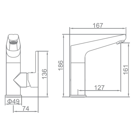 Смеситель для умывальника 35 карт.  LEDEME на гайке