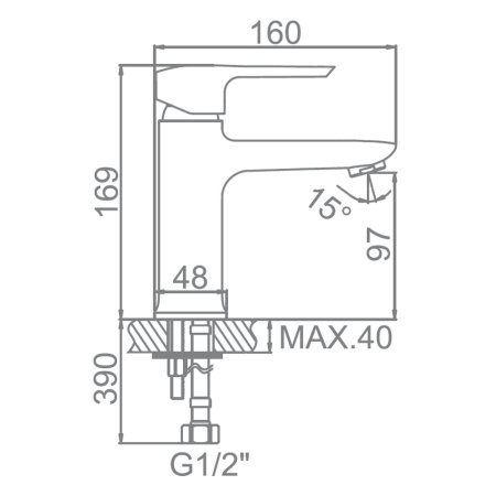 Смеситель для умывальника 35 карт.  LEDEME