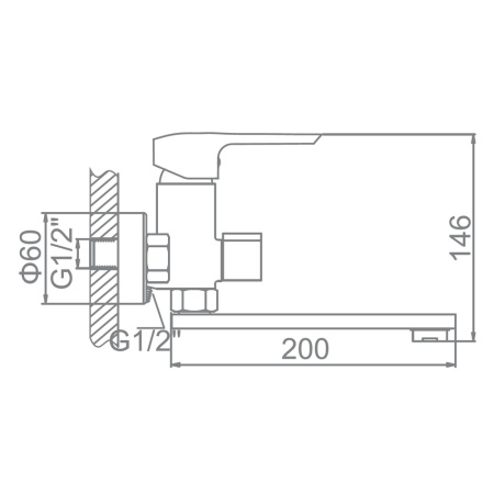 Смеситель ванн.-душ. 35 карт.  LEDEME  короткий излив