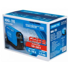 Аппарат сварочный инвертор  SOLARIS MMA-190 (напр.160-240 В,190А, 5,6 кВт, элек.1,6-4,0мм)