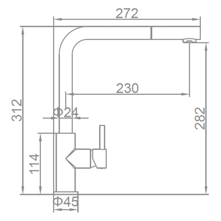 Смеситель для кухни 35 карт.  LEDEME  с бок. ручкой, вых для питьевой воды, с вытяжной лейкой